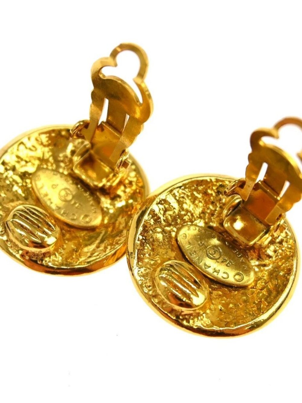 Chanel Button Clip-On Earrings Gold 94P NQ06216 - Picture 2 of 11